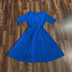 1950s cobalt blue wool dress